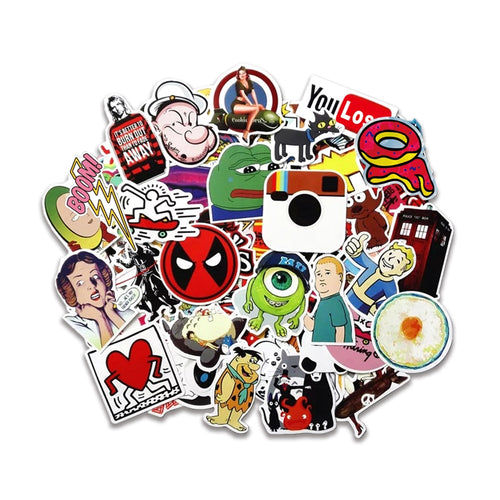 50 pcs/pack Random Classic Fashion Style Graffiti Stickers For Moto car & suitcase cool laptop stickers Skateboard sticker